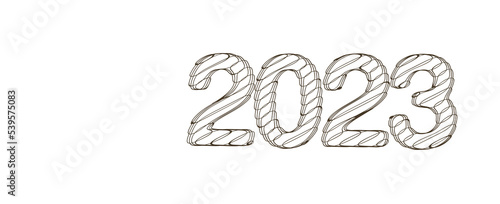 year 2023. 3D illustration numbers isolated white background