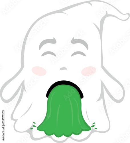 Vector illustration of a cartoon ghost vomiting