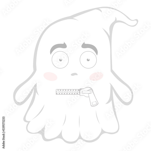 Vector illustration of a cartoon ghost with a zipper in his mouth