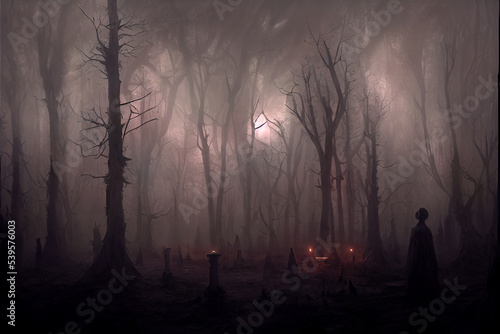 Fantasy Cult Witch Concept Art in an Evil Forest