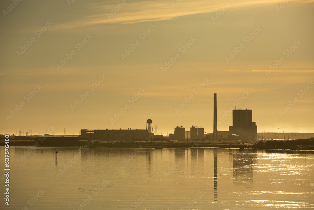Sunset view of the industrial section of Eureka, California, USA. Sunset view of the industrial section of Eureka, California, USA.