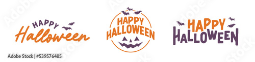 Happy Halloween lettering. Holiday lettering for banner, poster, greeting card or party invitation. Vector illustration.