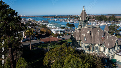 Morning light shines historic downtown Eureka, California, USA.