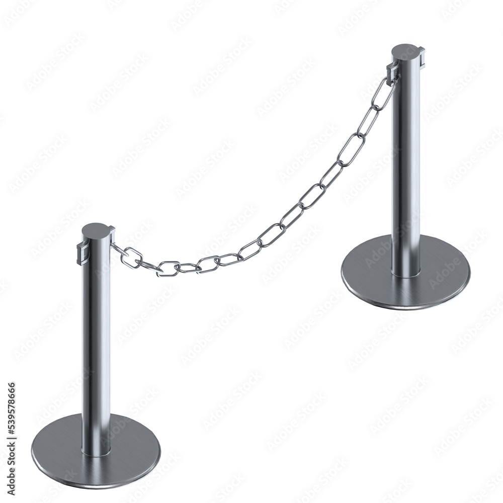 3d rendering illustration of a chain barrier 3d rendering illustration of a chain barrier