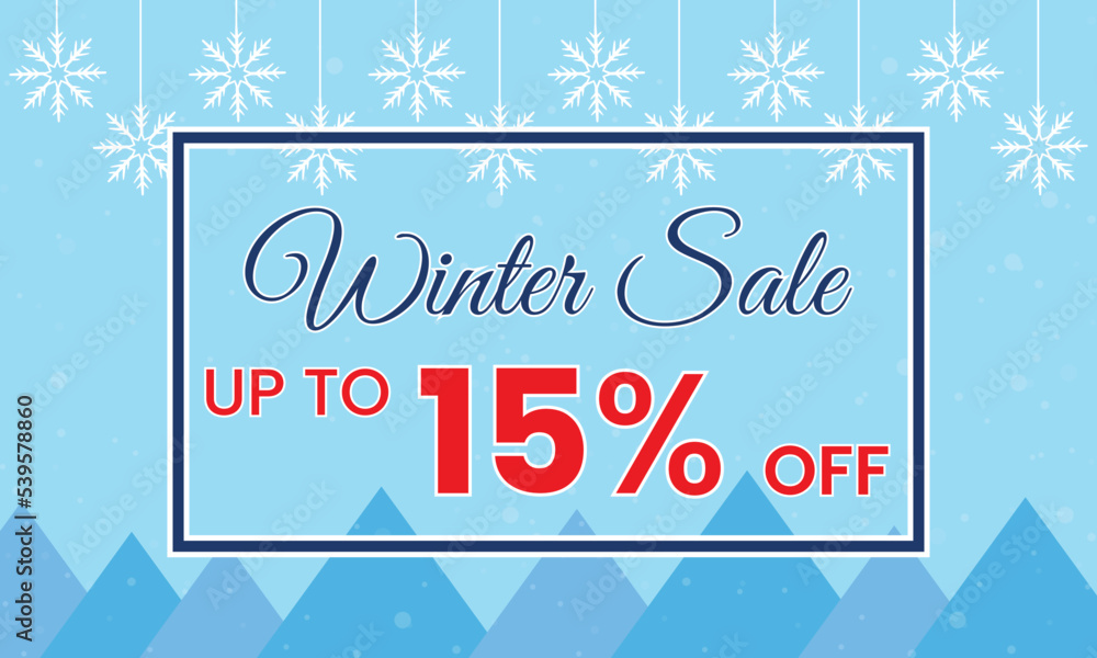 winter sale 15 percent off banner, Winter sale banner template, winter 15 % sale banner