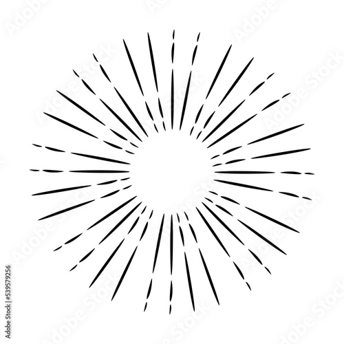 Vintage sun rays. black rays of the sun. Fireworks. Logo or lettering design element. Radial sunset beam. Vector illustration.
