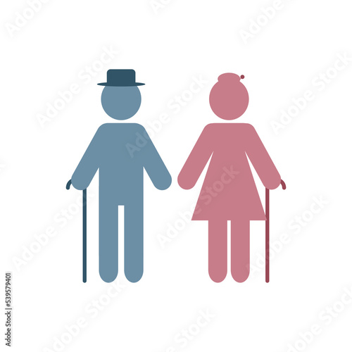Grandparents couple silhouette isolated on white background. Vector illustration