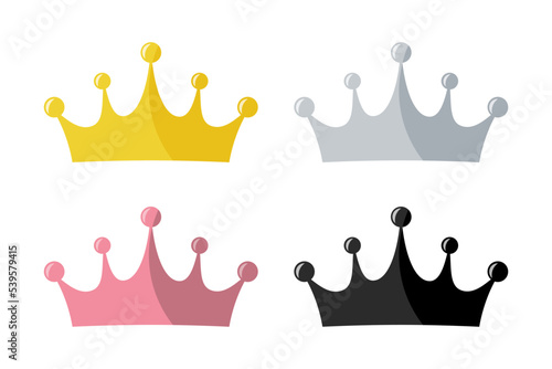Set king crown vector icon on white background