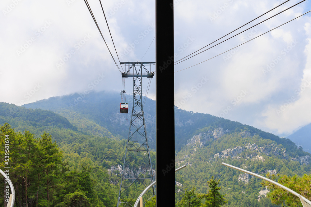 Cabin of the cable car lift to Mount