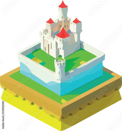 Isometric projection of the vector of a castle 
