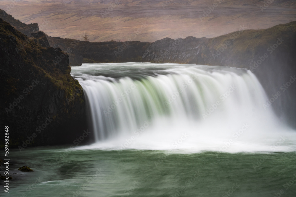 Landscape of the Godafoss Waterfall (Iceland)