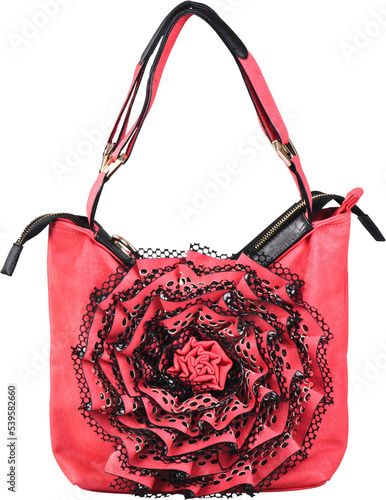 Women's red handbag isolated on white background
