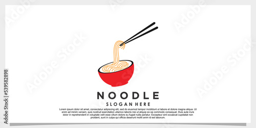 noodle ramen logo design vector with creative concept