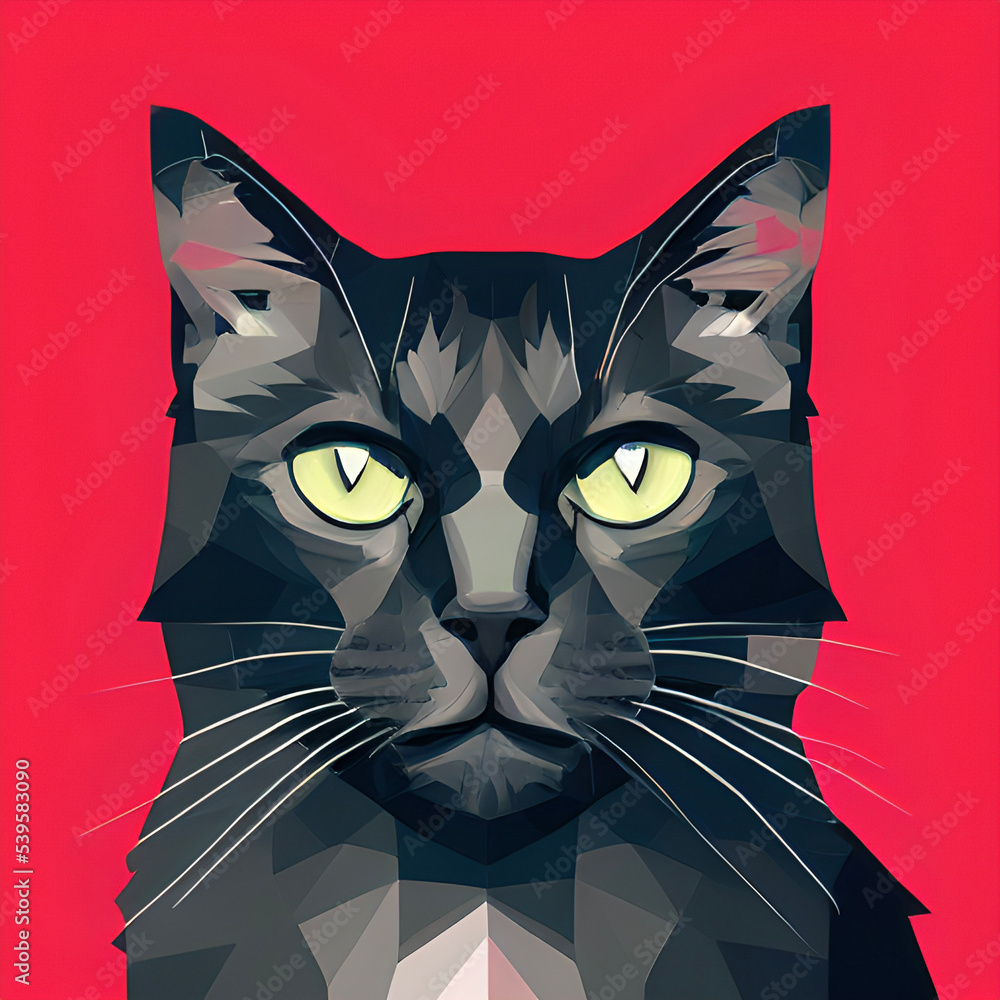 Fototapeta Cat Face Illustration Digital Drawing Wpap Art Style