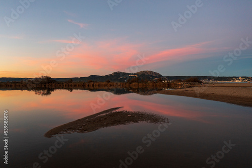 Beautiful sunset sky over the river Ter in catalunia, Spain. © PJVDV