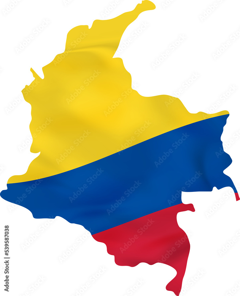 Colombia map with waving flag. Colombia map with waving flag.
