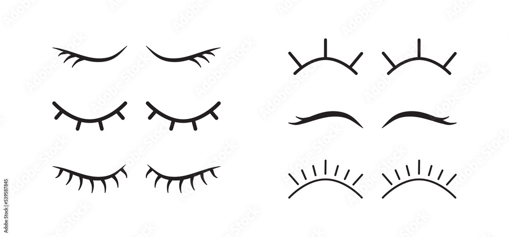 Fototapeta premium Eyelash vector icon, eye close and open, cartoon makeup, black line symbol lash isolated on white background. Beauty illustration