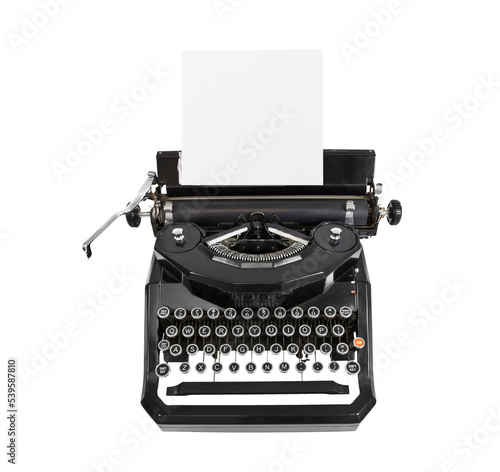 Canvas Print Old manual typewriter with blank paper isolated.