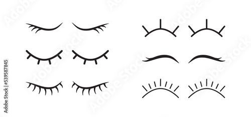 Eyelash vector icon, eye close and open, cartoon makeup, black line symbol lash isolated on white background. Beauty illustration
