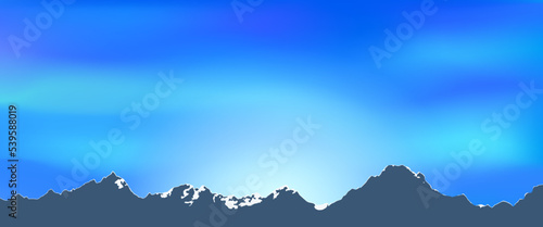 Landscape with mountains  illustration blue sky, vector