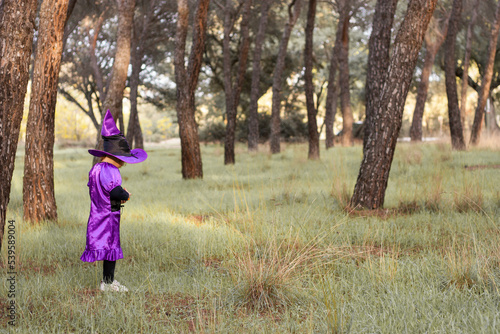 Niña con disfraz de bruja