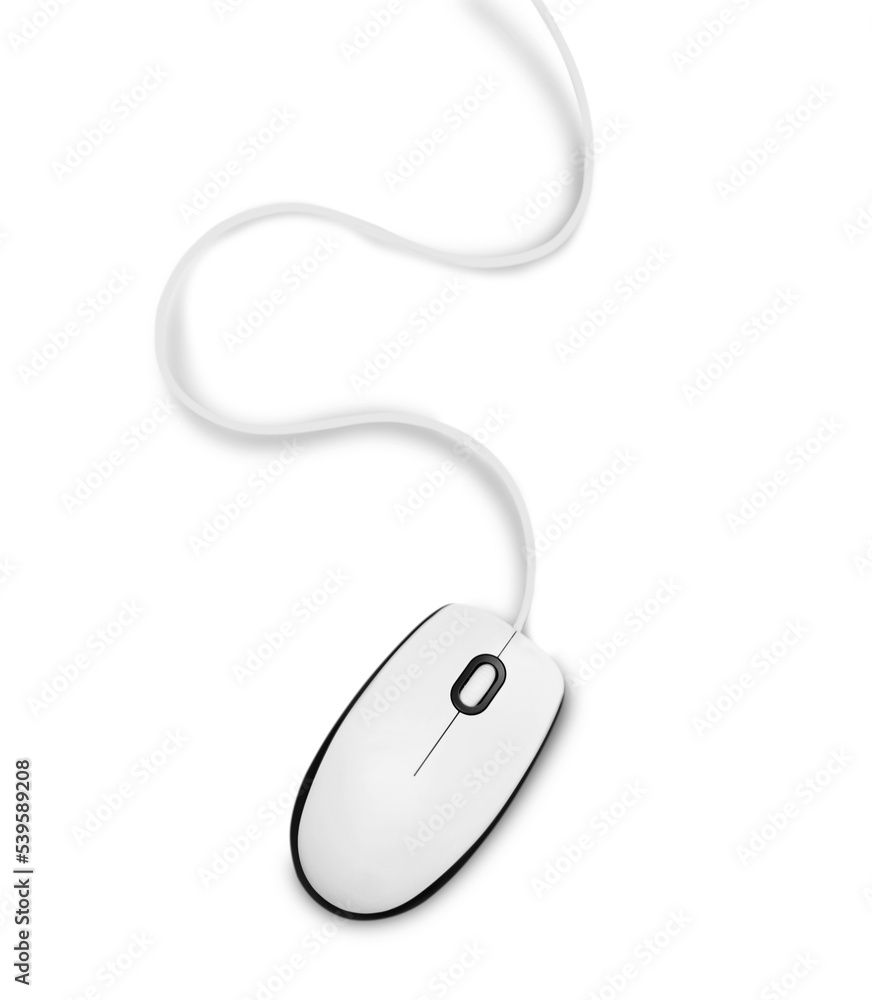 Computer mouse with wire on light background Computer mouse with wire on light background