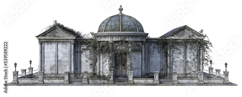 Billede på lærred 3D rendered Old Fantasy Crypt Building on Transparent Background - 3D Illustrati