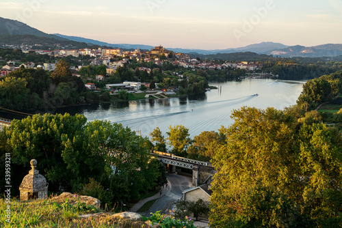 View of the beautiful town of Tui from the great fortress of Valen  a. Photography made in Valen  a  Portugal.