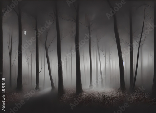 Forest Moon Tree Blue Abstract Fog Mist Landscape Dark Weather Night Black Clouds Storm Road White Winter Sun Cloud Rain Trees Light Nature Sky Smoke © Cailin