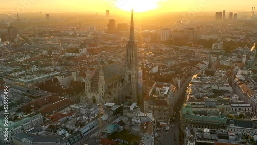 Aerial Drone Timelapse - Sunrise over Vienna Austria