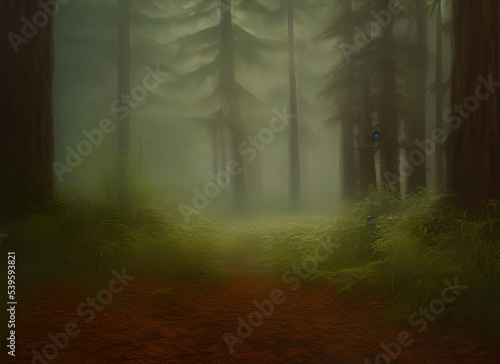 Morning Mist Foggy Landscape Leaf Wood Autumn Forest Pine Trees Misty Sunrise Sun Tree Woodland Nature Woods Fantasy Fog Summer Dark Sunlight Green Path Light