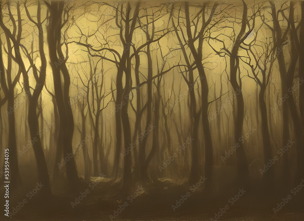 Obraz premium Light Forest Path Morning Autumn Green Nature Landscape Misty Wood Woodland Woods Black Sunlight Foggy Sun Winter White Fog Tree Dark Mist Trees Road Rays
