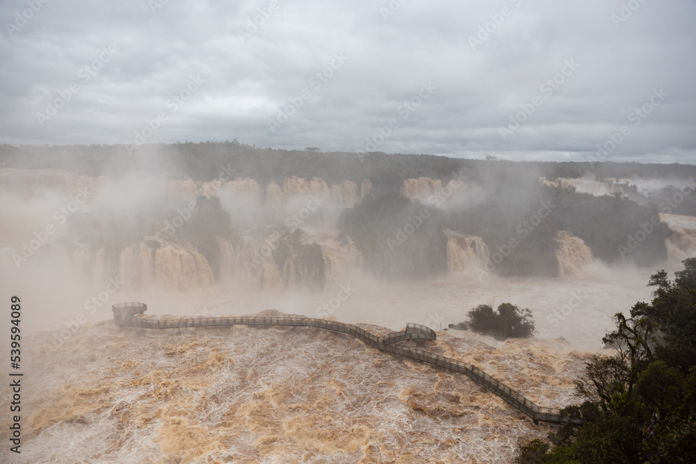 flooding at iguazu falls - brazil and argentina
