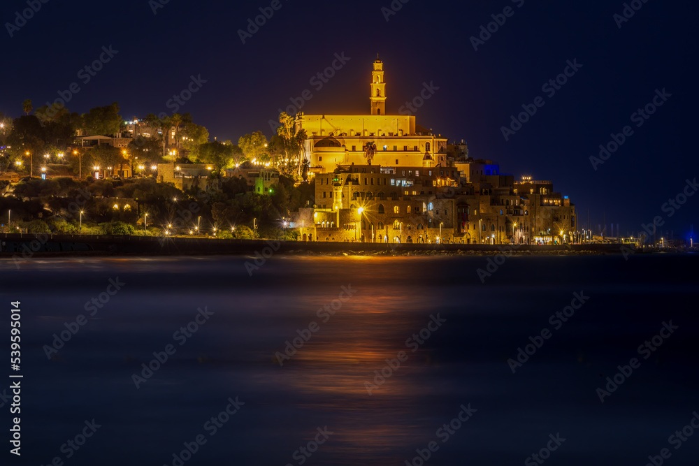 St. Peter's Church in Old Jaffa Israel at night