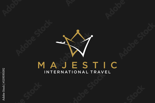 Airline airplane logo design crown shape luxury illustration