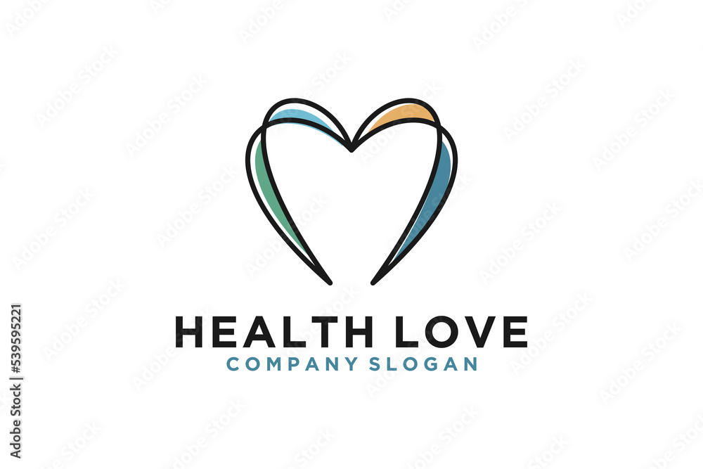 Love logo design icon freedom symbol health family care medical beauty symbol