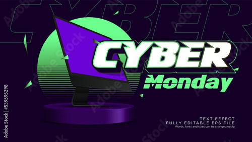 Gradient Futuristic Retro Cyber Monday Text Effect Font Type