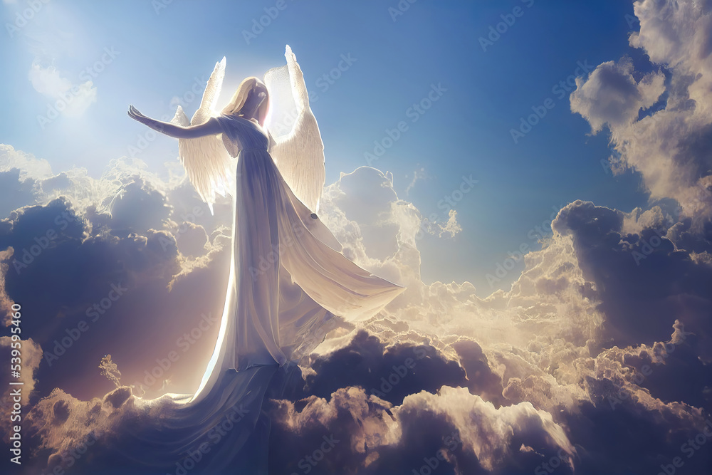 angel in heaven - obrazy, fototapety, plakaty 