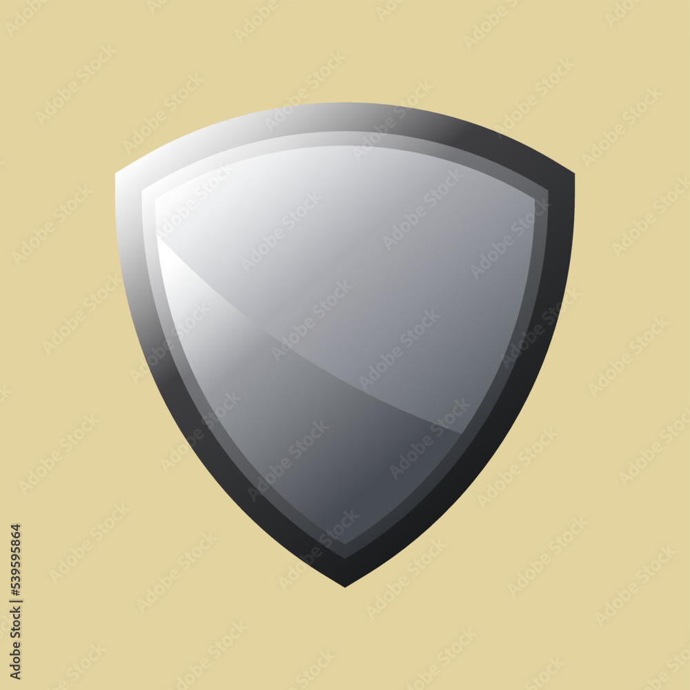 Silver shiny shield protection emblem vector Silver shiny shield protection emblem vector