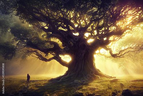 forest in the morning light, majestic yggdrasil