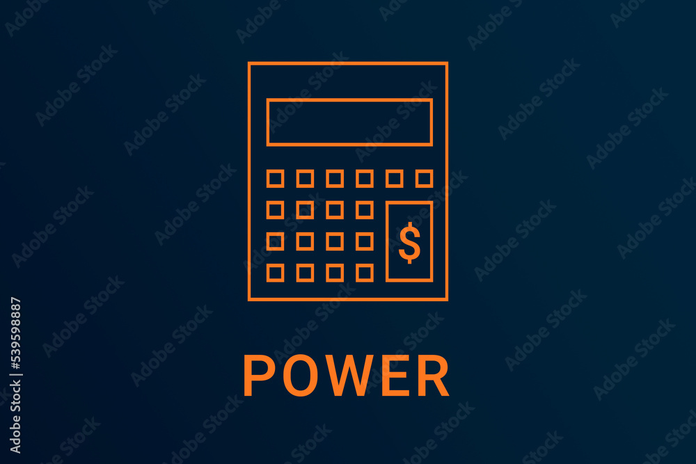 borrowing power text. Calculator symbolizes economy. borrowing power logo on dark background. Illustration borrowing power . Financial screensaver. Minimalist orange calculator borrowing power text. Calculator symbolizes economy. borrowing power logo on dark background. Illustration borrowing power . Financial screensaver. Minimalist orange calculator