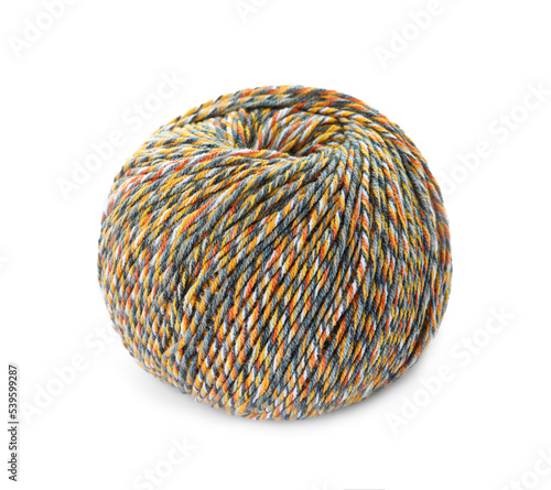 Soft colorful woolen yarn on white background