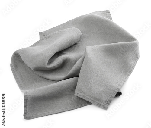 One grey kitchen napkin isolated on white, top view photo