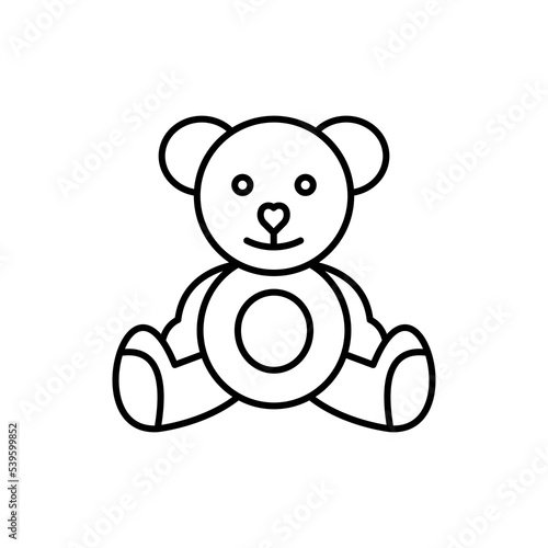 Simple teddy bear vector outline icon. EPS 10..... Birthday and party collection. For apps and web.. Bear children toy.. Promo template, soft toy..... Cute teddy-bear illustration. Plush toys sale © Богдан Салюк