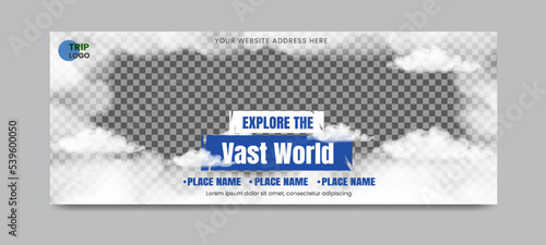 Travel and adventure agency social media timeline cover. Social media web header banner template.