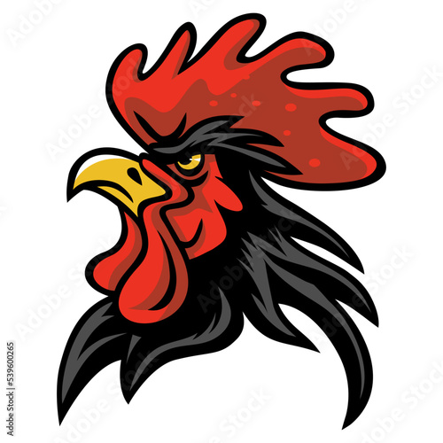 Rooster Head Angry Fierce Sports Mascot Logo Cartoon Design Illustration Vector