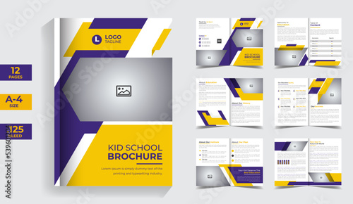 Kid School Education company bi-fold brochure template