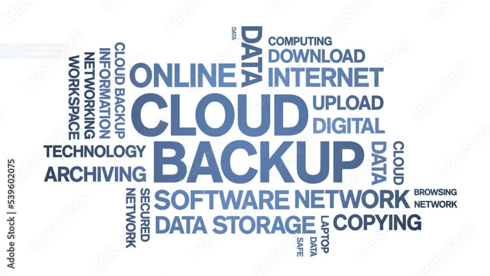 Cloud backup animated tag word cloud;text design animation kinetic ...