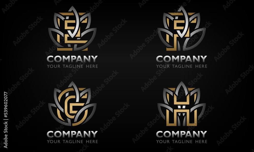 Modern creative letter E to H with flower logo design template Modern creative letter E to H with flower logo design template