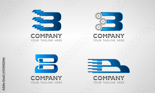 Set of modern creative letter b logo design template